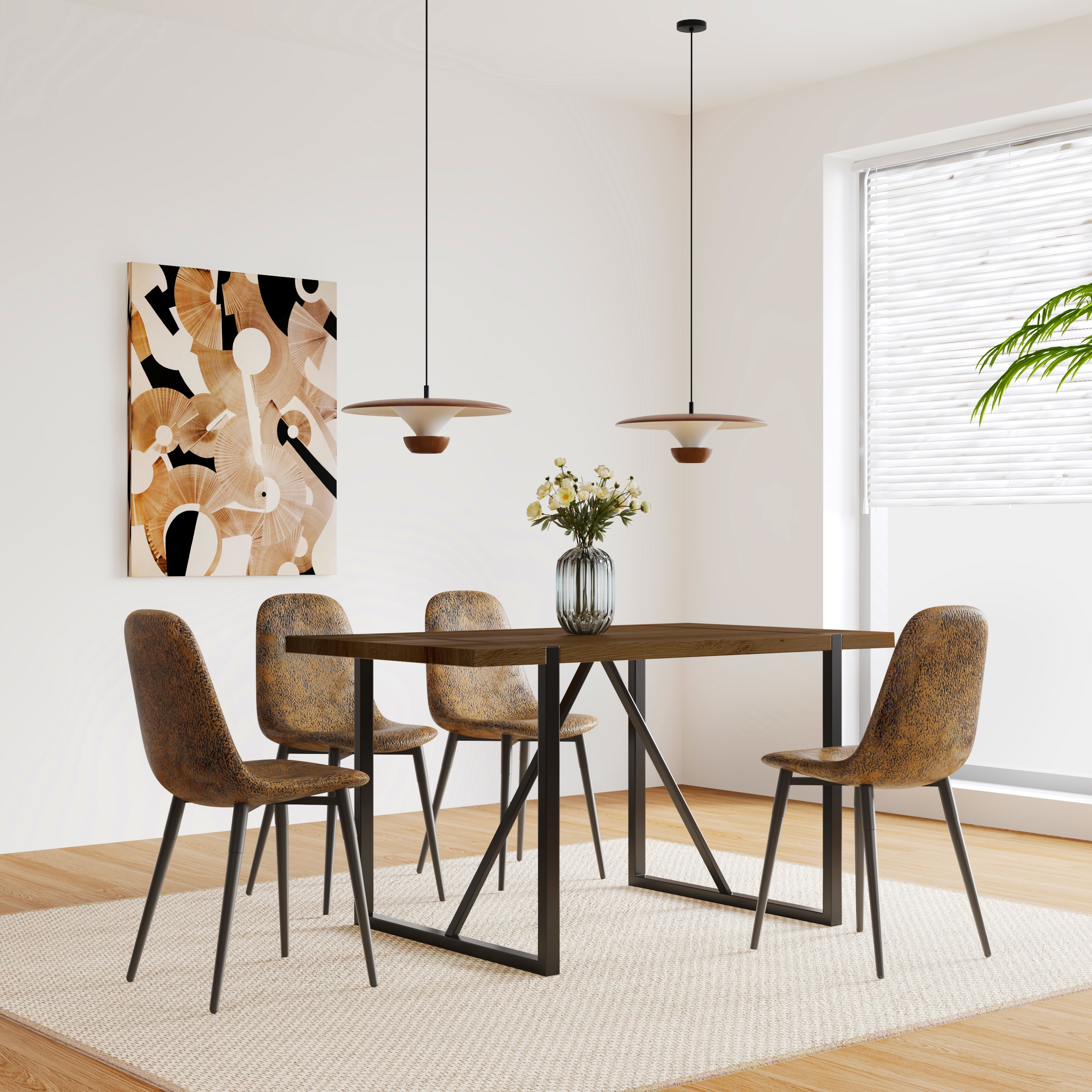 Dining table with suede chairs clearance